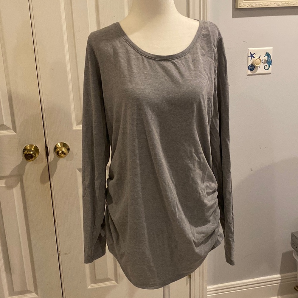 Long Sleeves Maternity Top Cinched Sides Soft